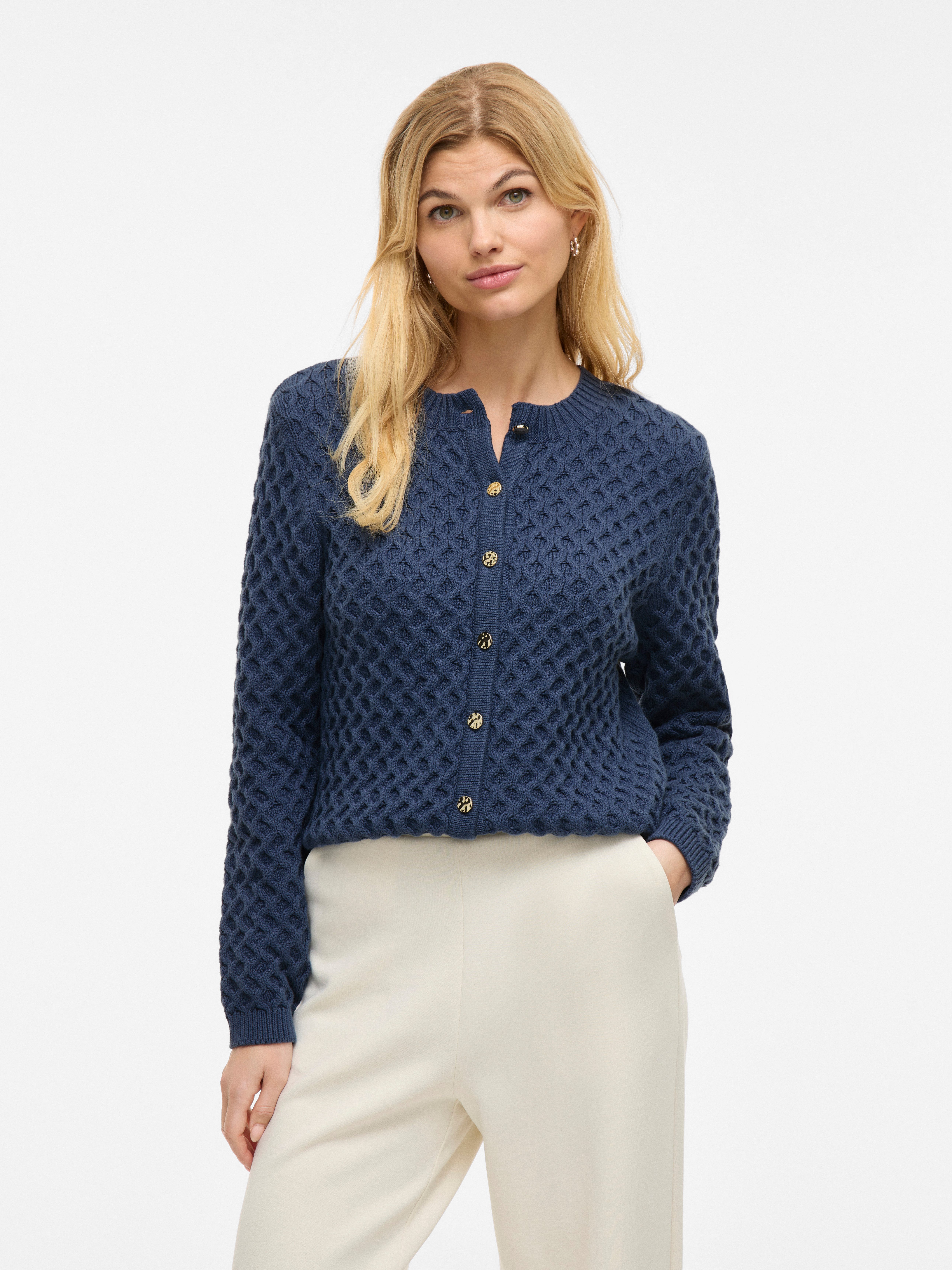 Vila Strickjacke VIKALI L/S O-NECK KNIT BUTTON CARDIGAN günstig online kaufen