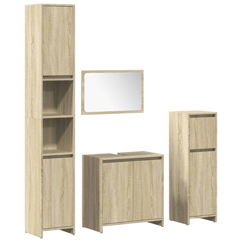 vidaXL Badezimmer-Set 4-tlg. Badmöbel-Set Sonoma-Eiche Holzwerkstoff, günstig online kaufen