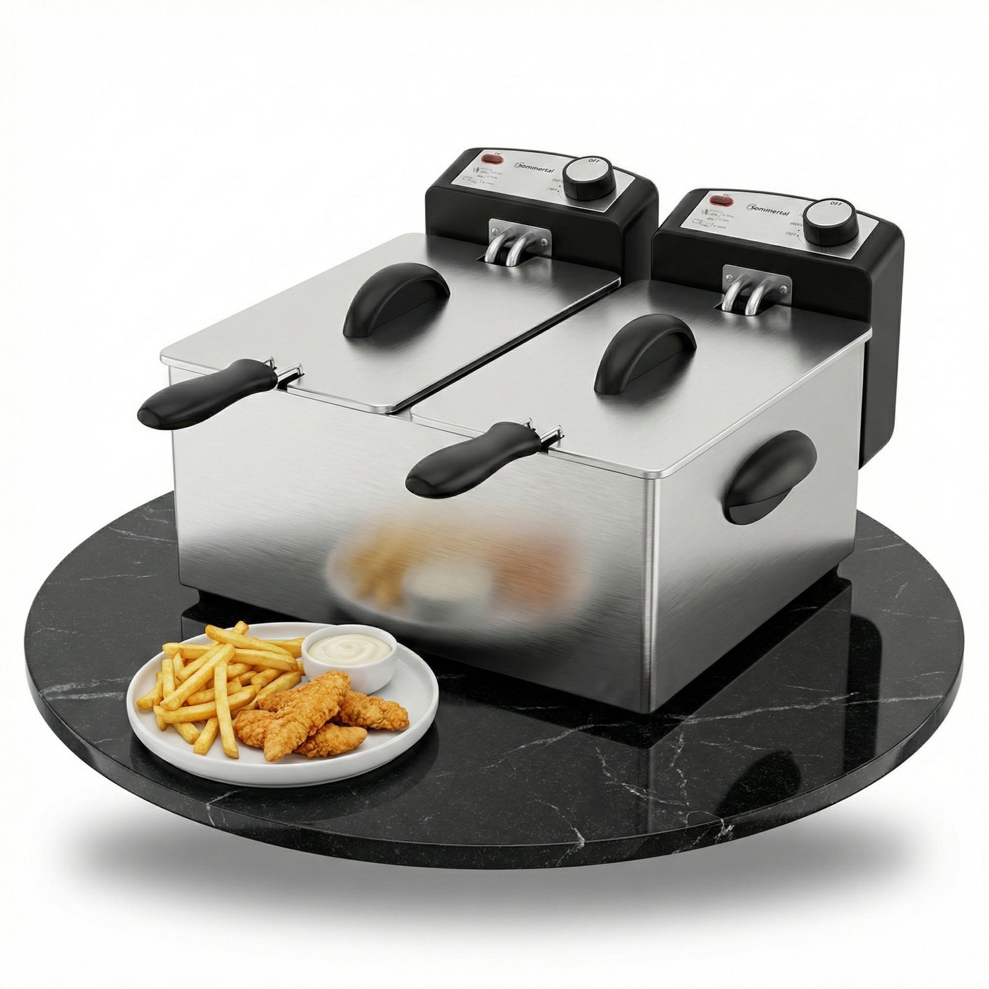 Sommertal Fritteuse, 3600 W, Mit 2 Heizkreisen 130–190°C Öl Fritteuse für Pommes