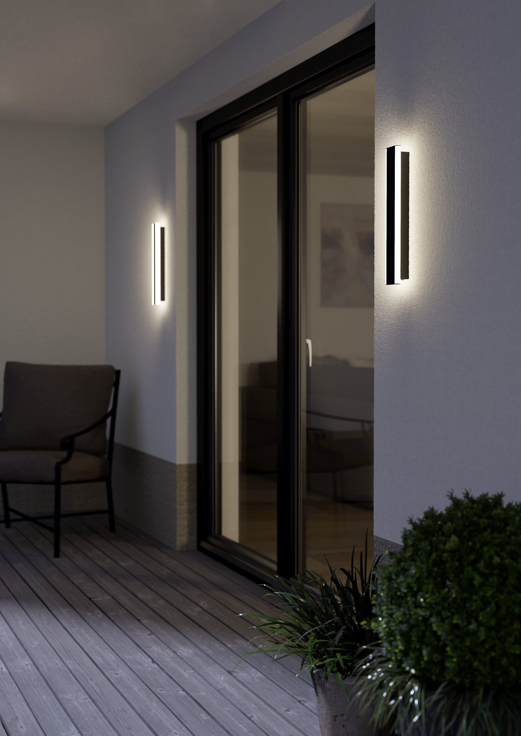 EGLO Wandleuchte NEVIANO Wandlampe - Stahl, Kunststoff - LED - 2X3,7W - IP55, LED fest integriert, Warmweiß, Außenbeleuchtung, Außenwandleuchte, Terrasse, L38 x H6,5 x AL5 cm