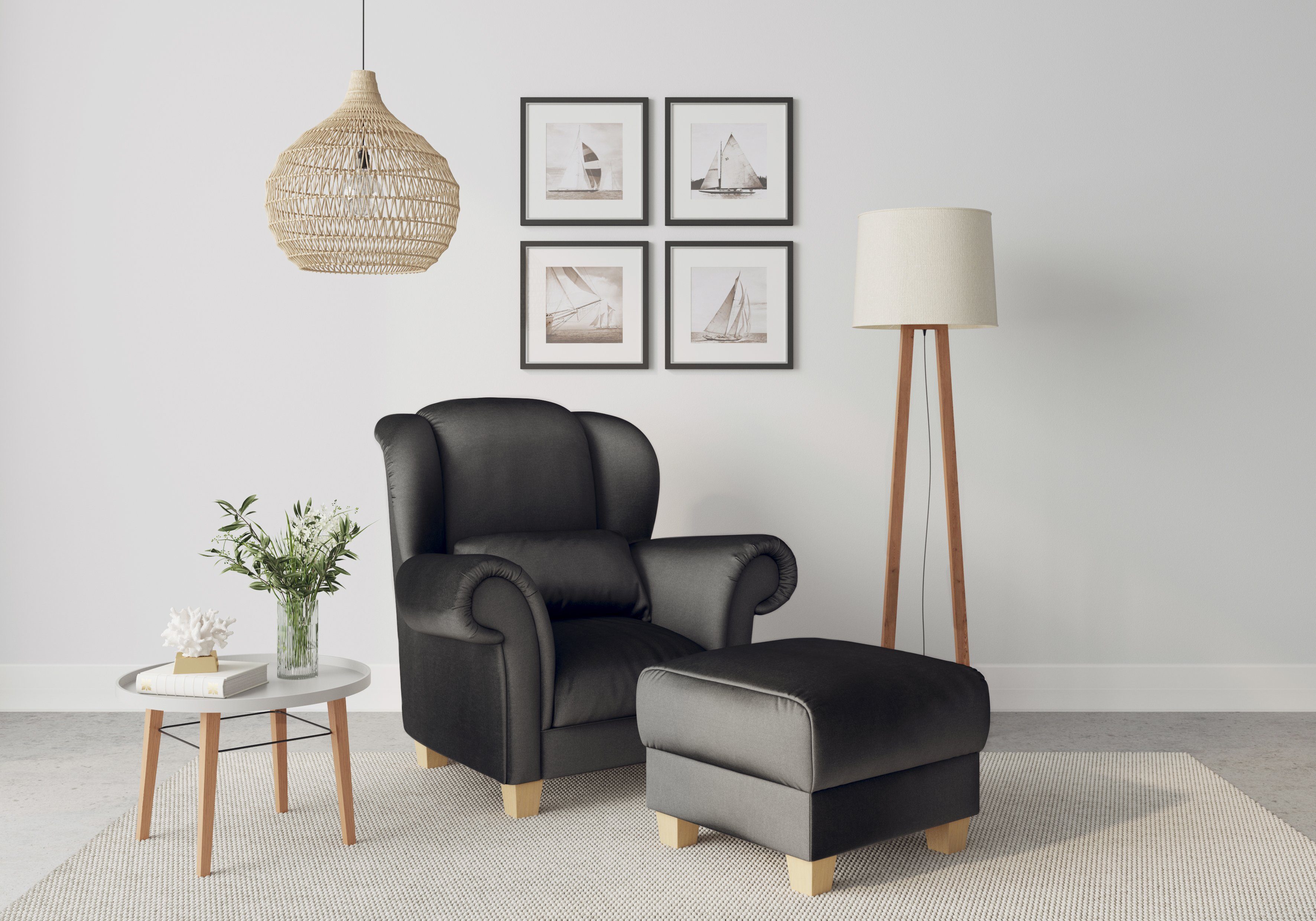 softem, affaire und Ohrensessel weichem Sitzkomfort (1-St), Home Design zeitlosem Ohrenseesel Queenie mit
