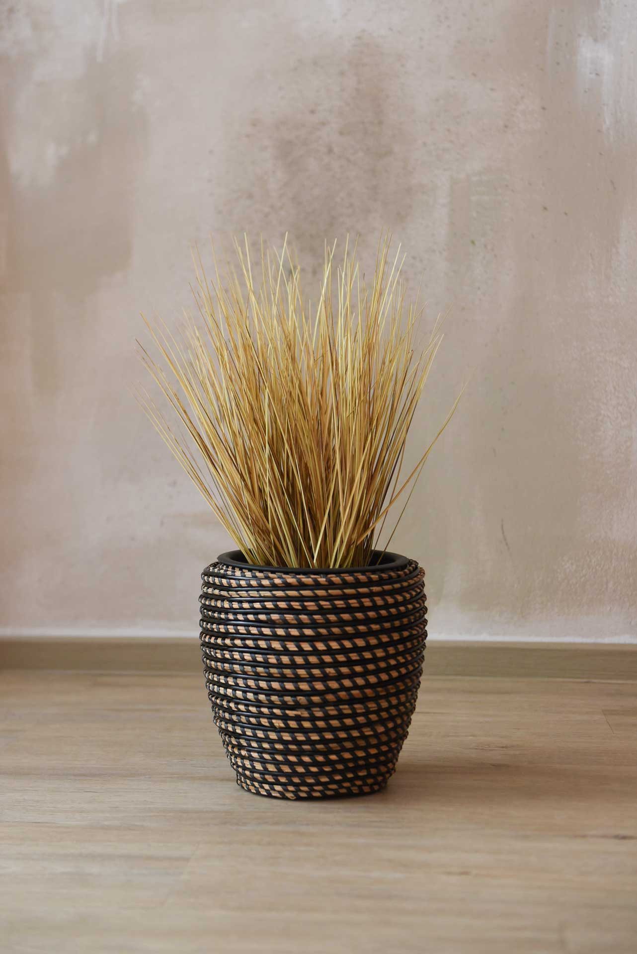 VIVANNO Blumentopf Rattan MASTELLO Rund - Umbra Geflochten (1 St), 24x24 cm