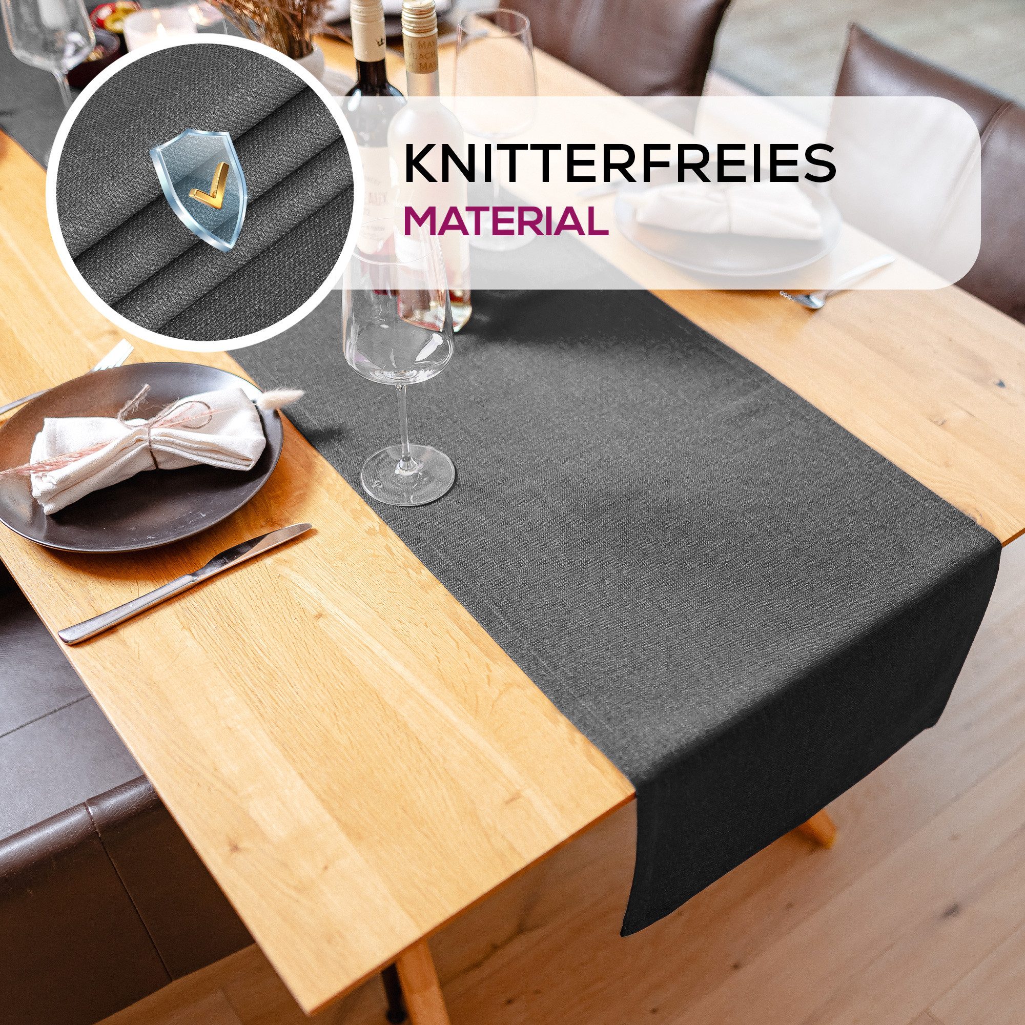 Beautex Tischdecke Lina elegante Leinenoptik, viele Größen und Farben (1-tlg), Schmutzabweisend, knitterarm, sauber umnähmter Saum – Bild 4 von 5