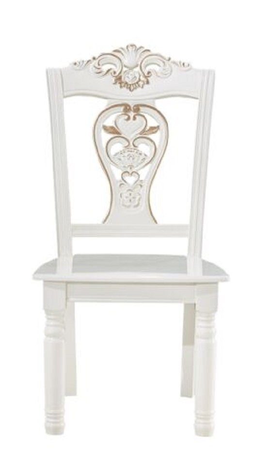 JVmoebel Stuhl Weiß Lehnstuhl Luxus Esszimmer Möbel Elegantes Stühle Klassische Holz, Holzschnitzerei