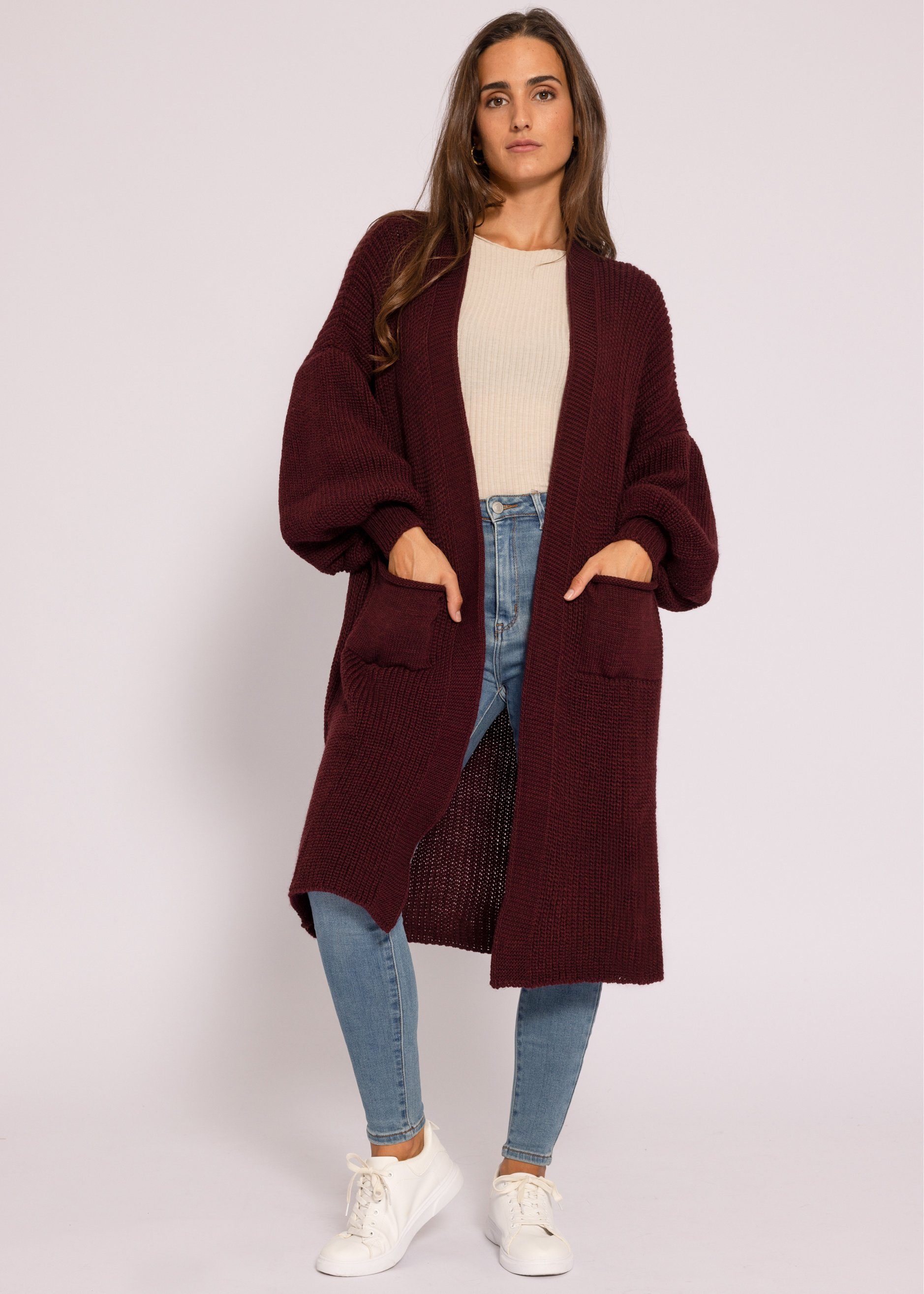Longstrickjacke Oversize Strickjacke Damen aus weichem Strick