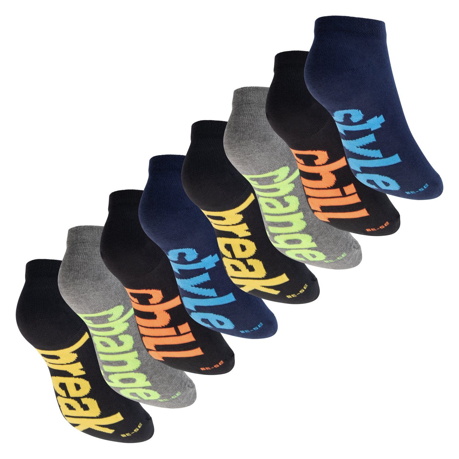 Socken Füßlinge Herren (8 Mehrfarb-Pack Paar), NEON Neon & Footstar Sneaker Damen Sportsocken