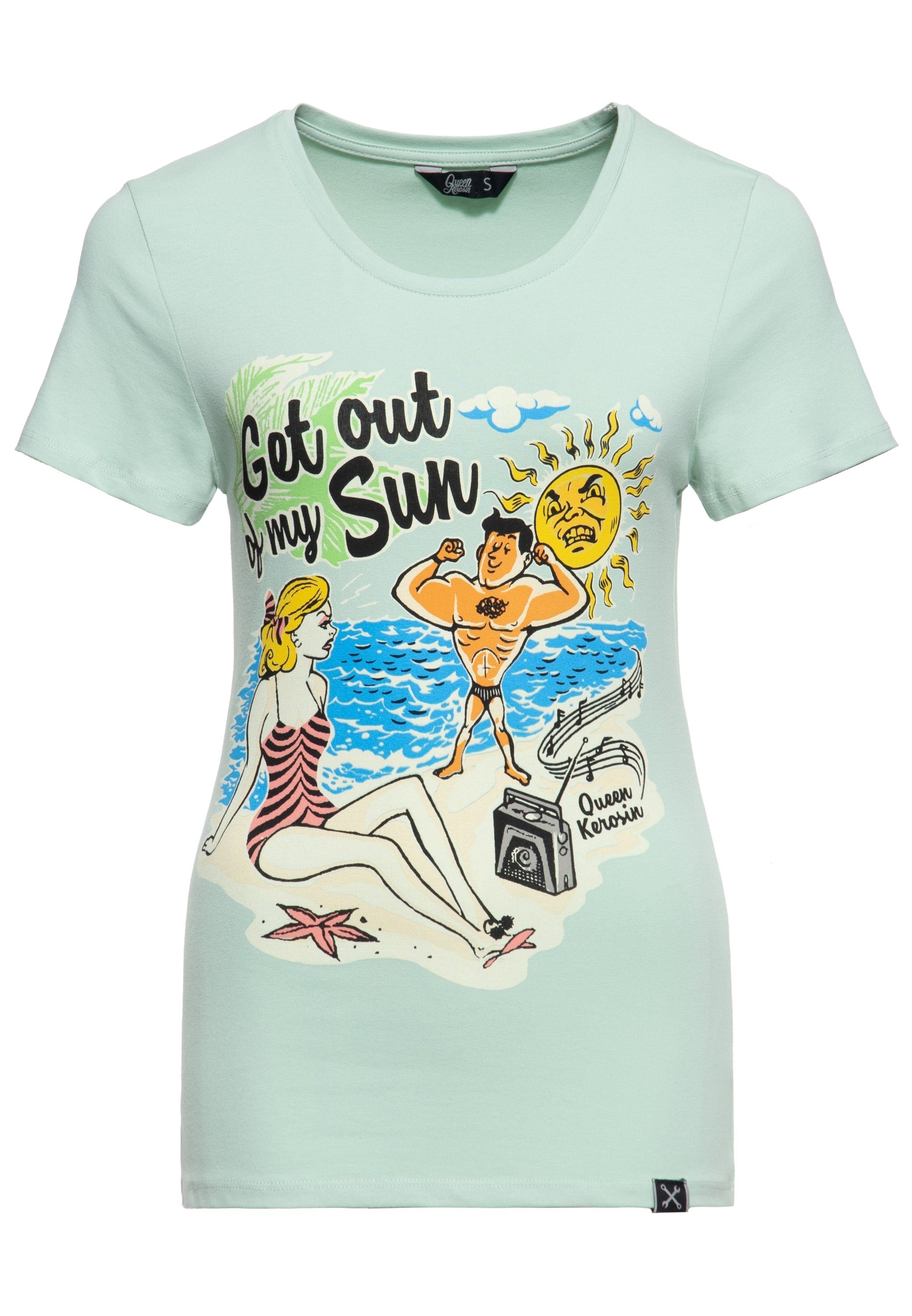 QueenKerosin Print-Shirt Get out of my sun (1-tlg) mit Vintage-Motiv
