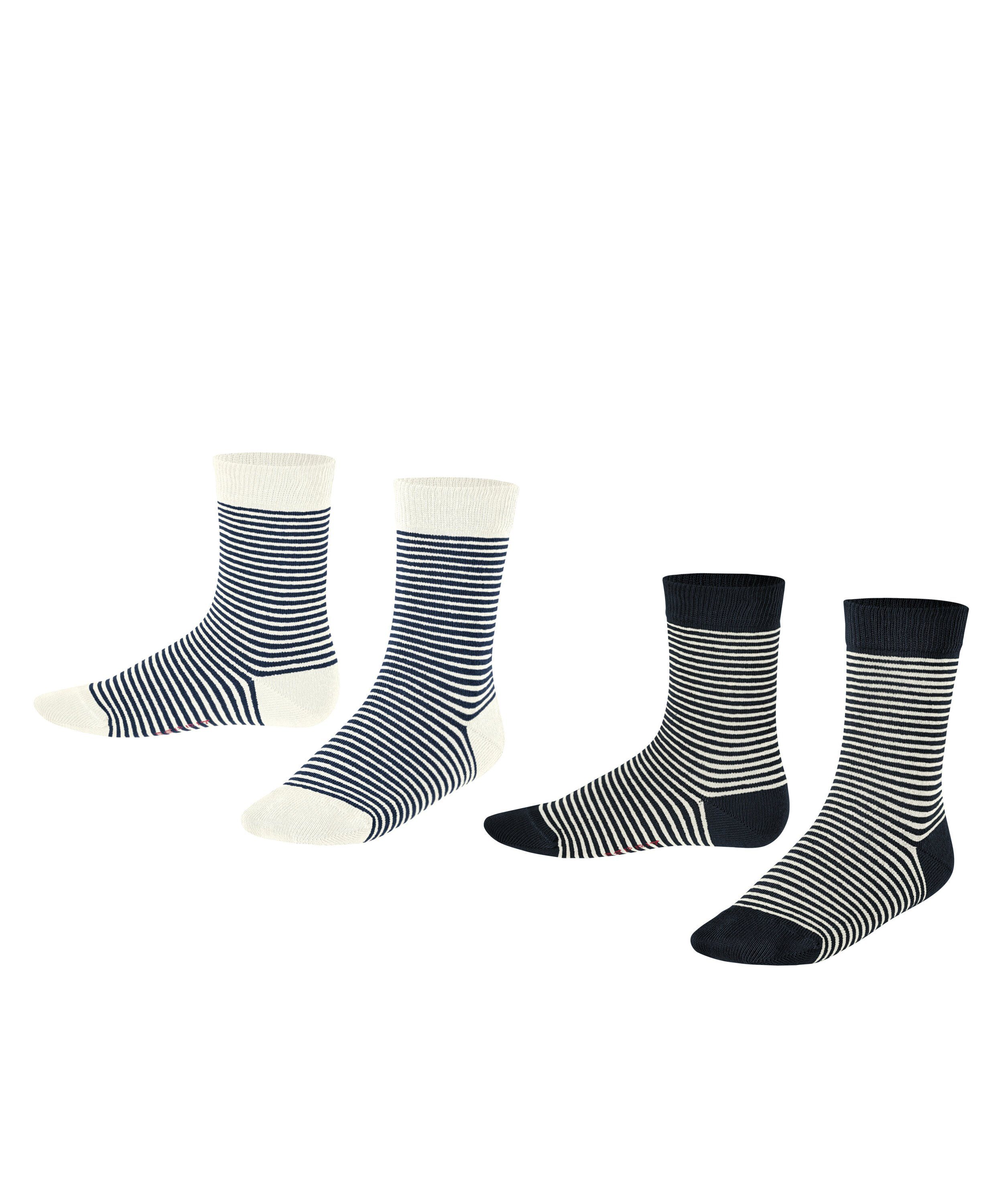 Esprit Socken Fine Stripe 2-Pack, Farblich abgesetzte Verse und Spitze