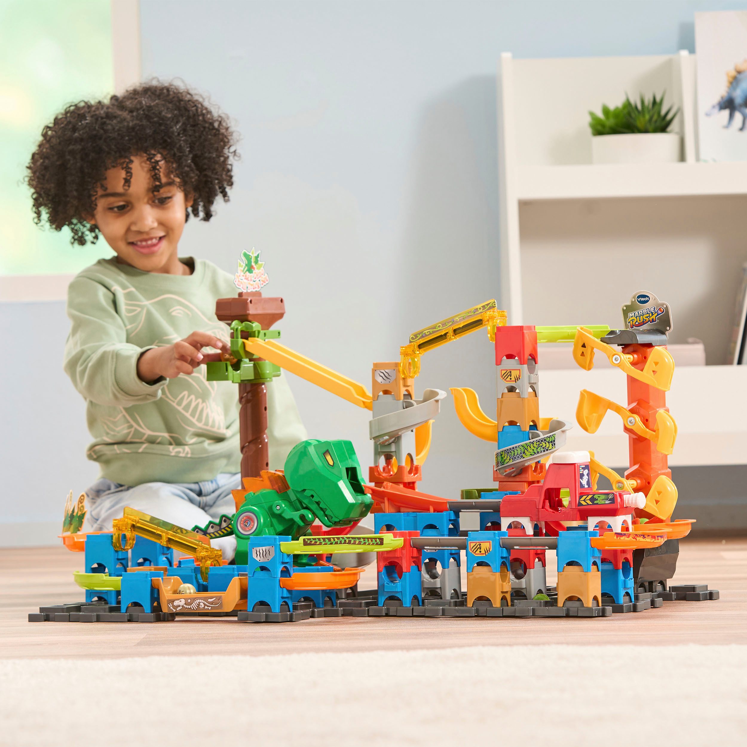 Vtech® Kugelbahn Marble Rush - Dino Adventures Magnetic Set XL400 E, mit Sound- und Lichteffekten