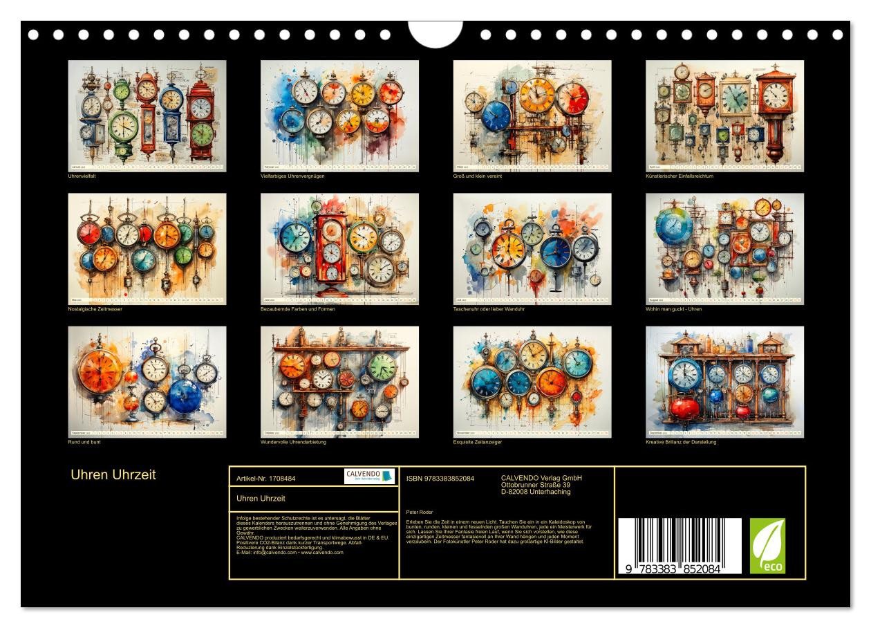Thumbnail - CALVENDO Wandkalender Uhren Uhrzeit (Wandkalender 2025 DIN A4 quer), CALVENDO Monatskalender