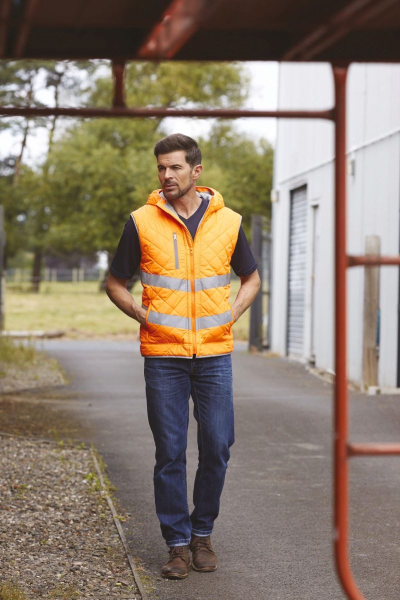 YOKO Warnweste Hi Vis Kensington Hooded Gilet - Arbeitsweste - EN ISO 20471