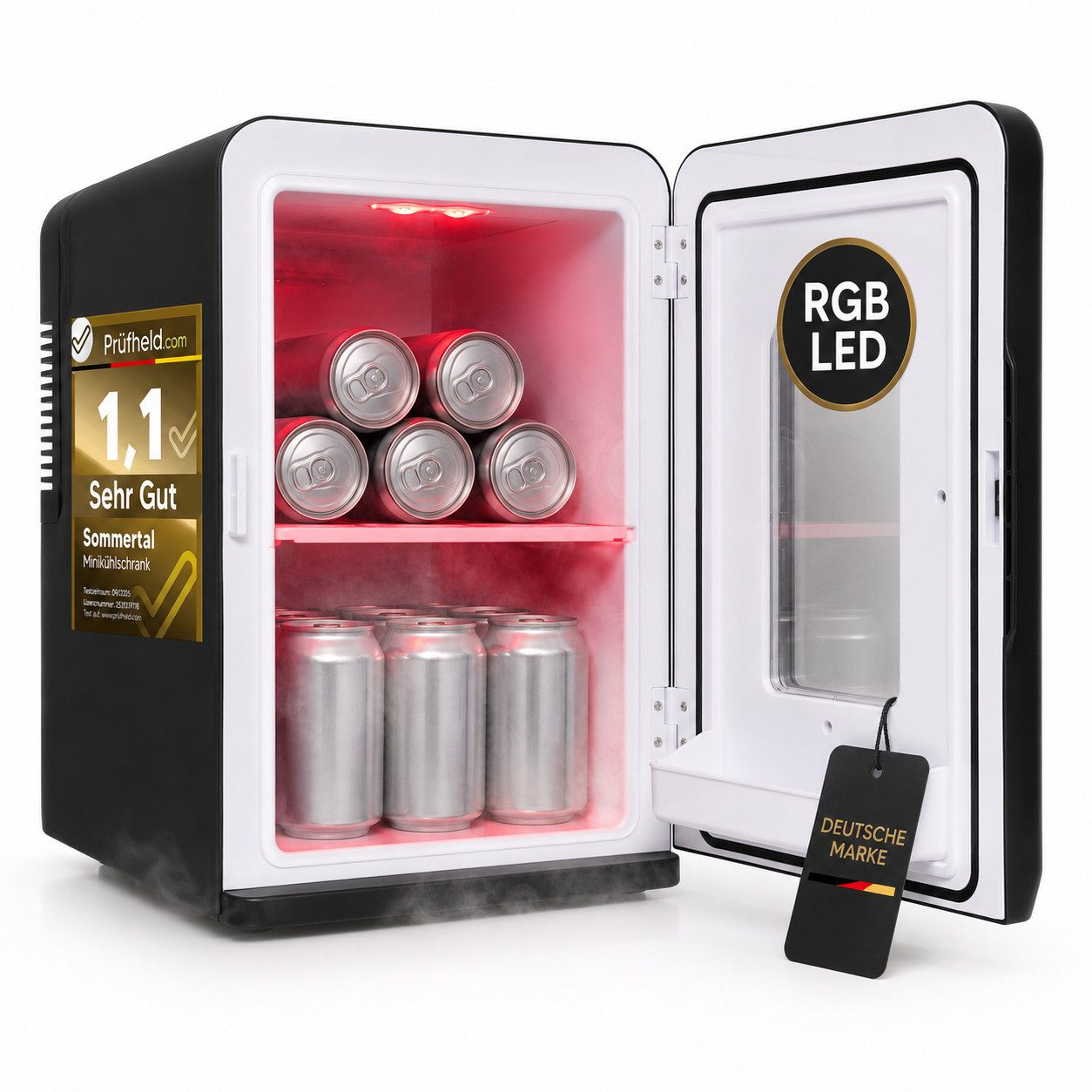 Sommertal Getränkekühlschrank Sommertal Küchengeräte KS15, 41 cm hoch, 27 cm breit, AC für Haus Steckdose und DC für Auto 12V Betrieb