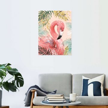 Posterlounge Poster Di Brookes, Flamingo im Dschungel, Mädchenzimmer Illustration