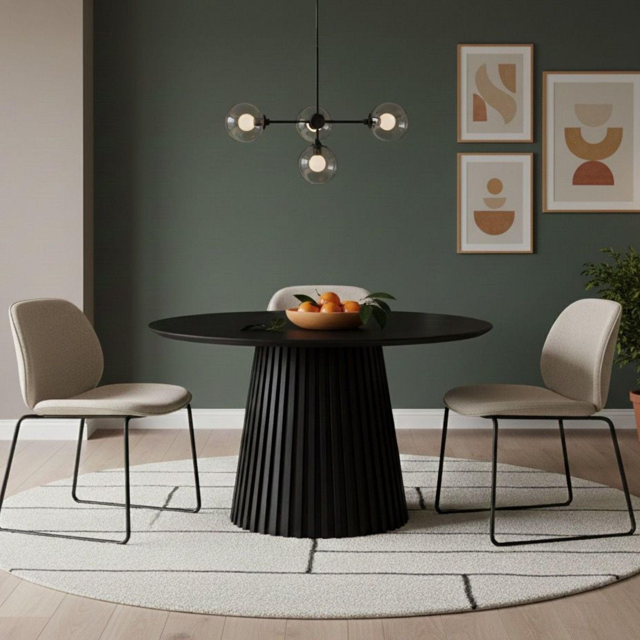 MR.DEKO Esstisch Andria rund 120 cm Eiche dunkel – Design Diningtable moder günstig online kaufen