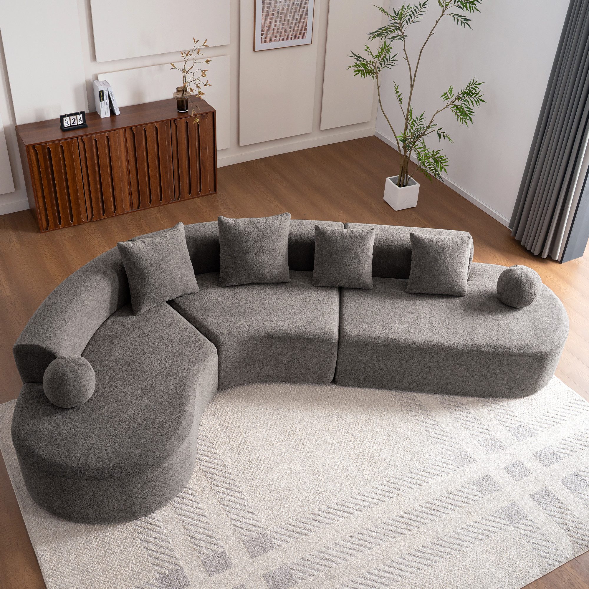 STILVORA Ecksofa ohne knochen elegant konstruiert Loungesofa l-tier-modell Grau, Chenille mehrsitzer dicklich gewölbe Ohne Montage, 327cm x 215cm x 80cm