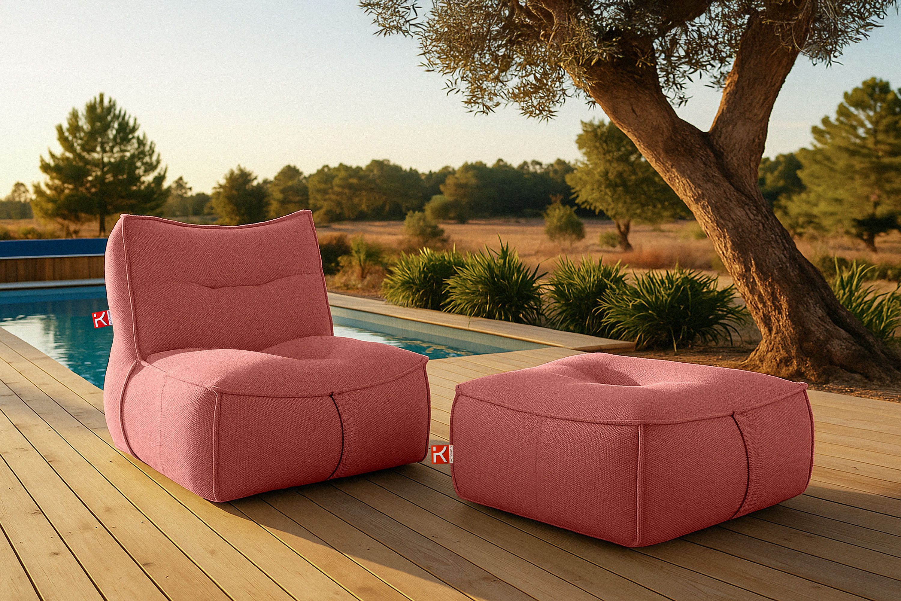 KONSIMO® Gartenlounge-Set LOVIA Gartensessel mit Hocker, günstig online kaufen