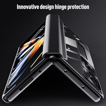 Wigento Handyhülle Für Samsung Galaxy Z Fold4 5G Kunststoff / Glas Handy Tasche Hülle Etuis Grün