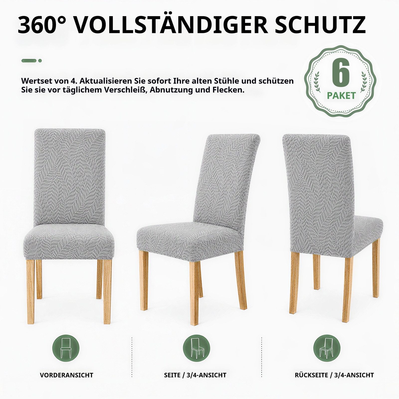 BlingBin Stuhlhusse Stretch Stuhlhussen für Esszimmer,waschbar Dekoration Stuhlschutz, Komfort Stuhlbezug für Küche Esszimmer Hotel Bankett – Bild 4 von 5