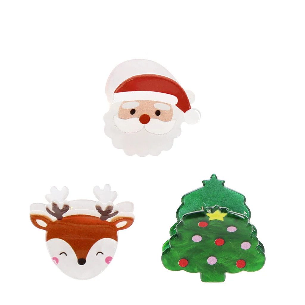 Rex London Haarspange Christmas, Set, 3-tlg., Weihnachtsmann, Rentier und Weihnachtsbaum, für alle Haartypen geeignet