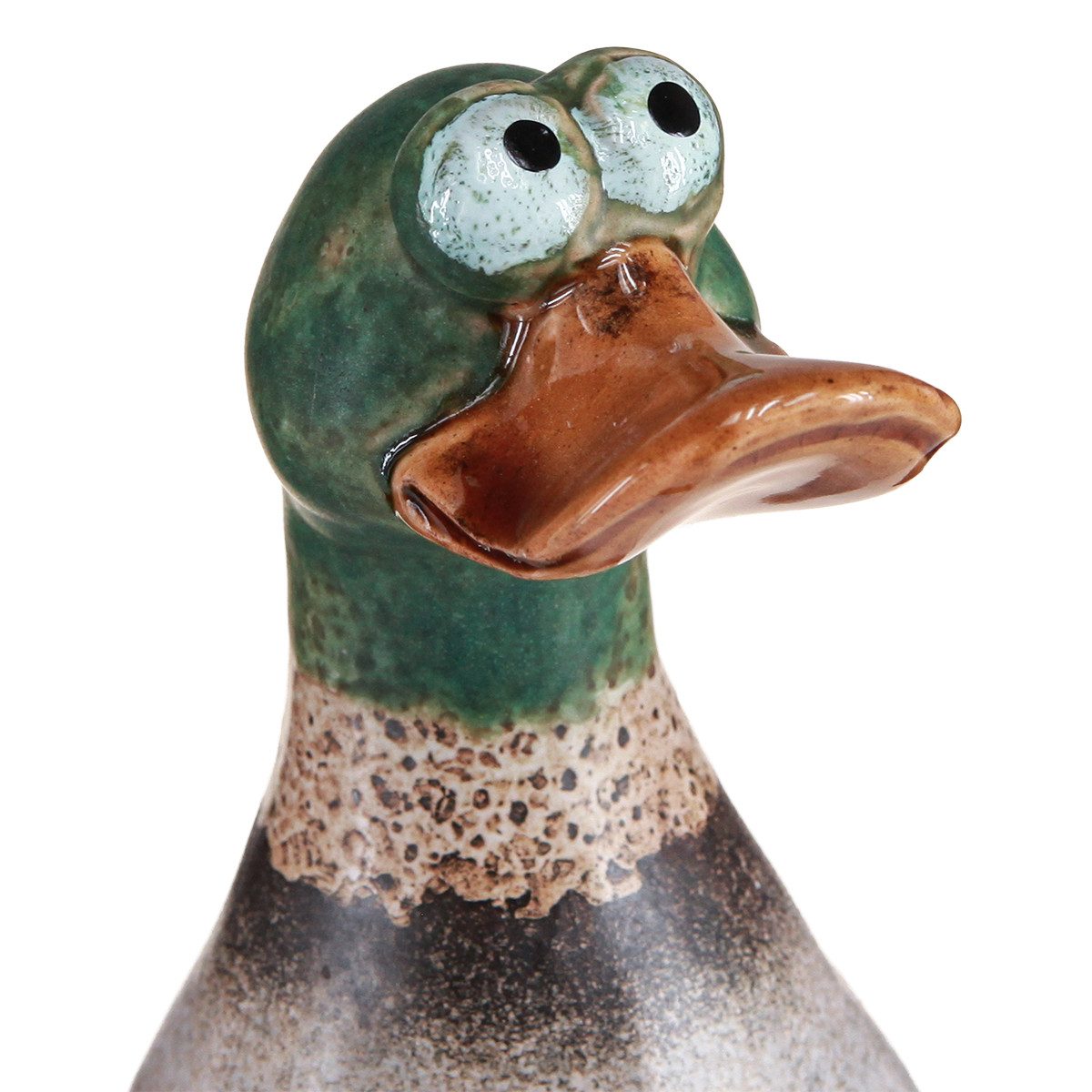 Florists Products Osterhase Keramik Enten Deko Vintage Braun Grün 17,5cm 2er Set Frühling, 2 Stück