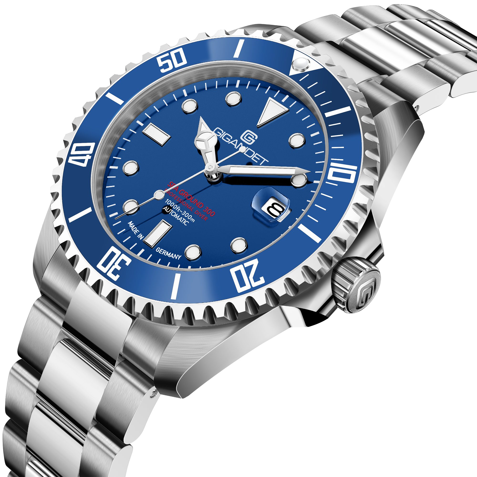 Gigandet Automatikuhr SEA GROUND 300 DATE G300-015M, Made in Germany, Saphirglas, Swiss SuperLuminova, Taucheruhr
