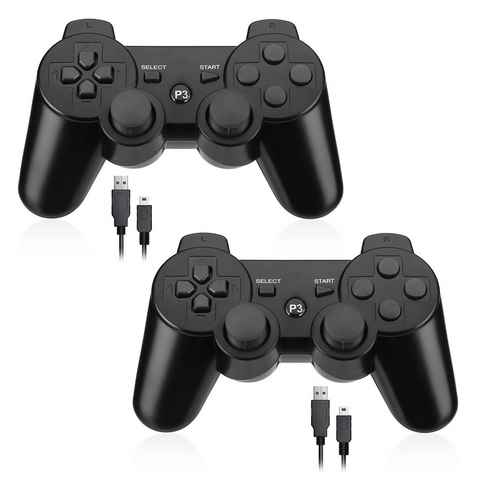 ombar 2 Stück Bluetooth Gamepad für PS3 PlayStation-Controller (2 St., Controller Wireless Bluetooth Double-Shock-Controller)