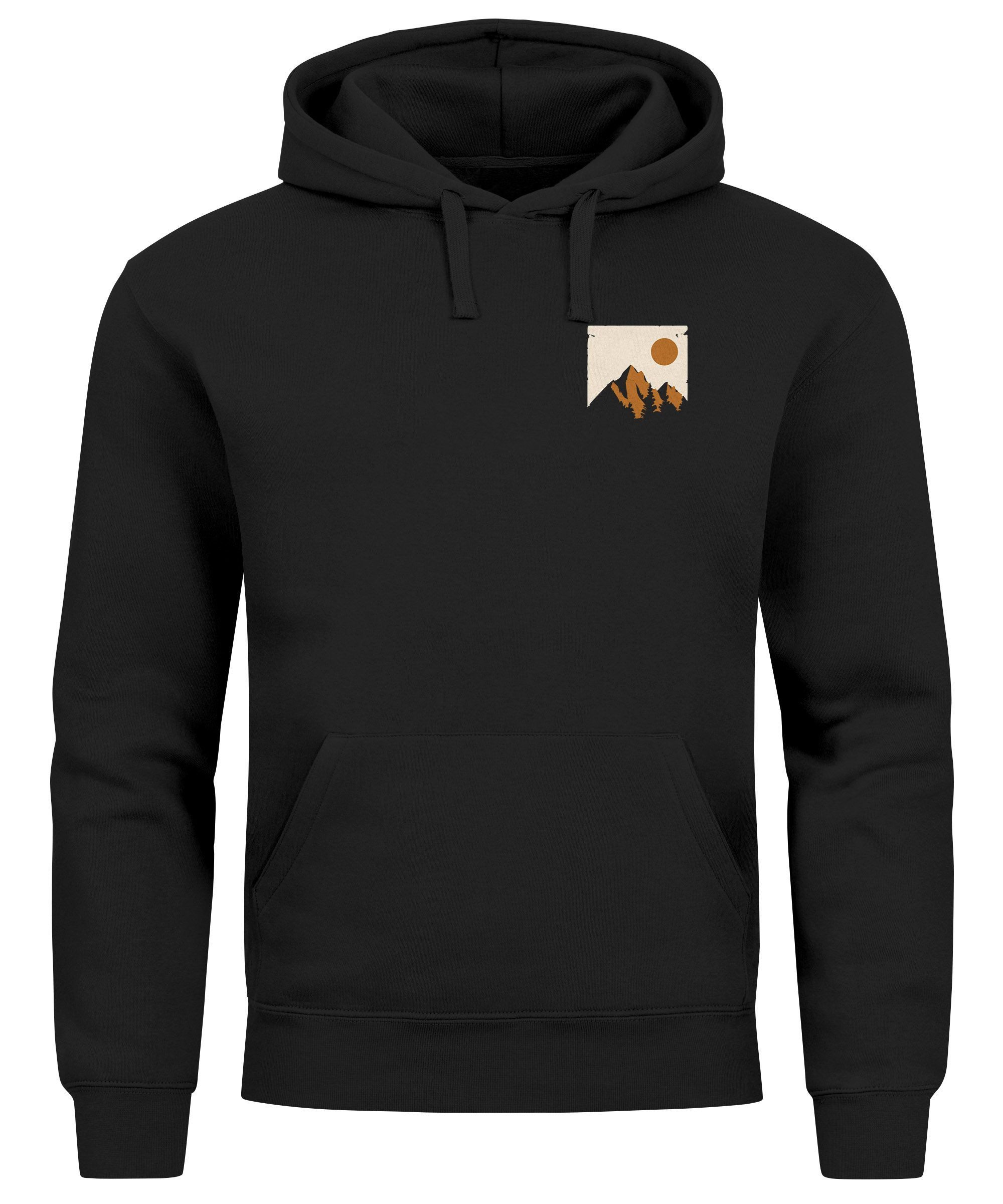 Neverless Hoodie Hoodie Herren Outdoor Adventure Kapuzenpulli Brustlogo Natur Berge