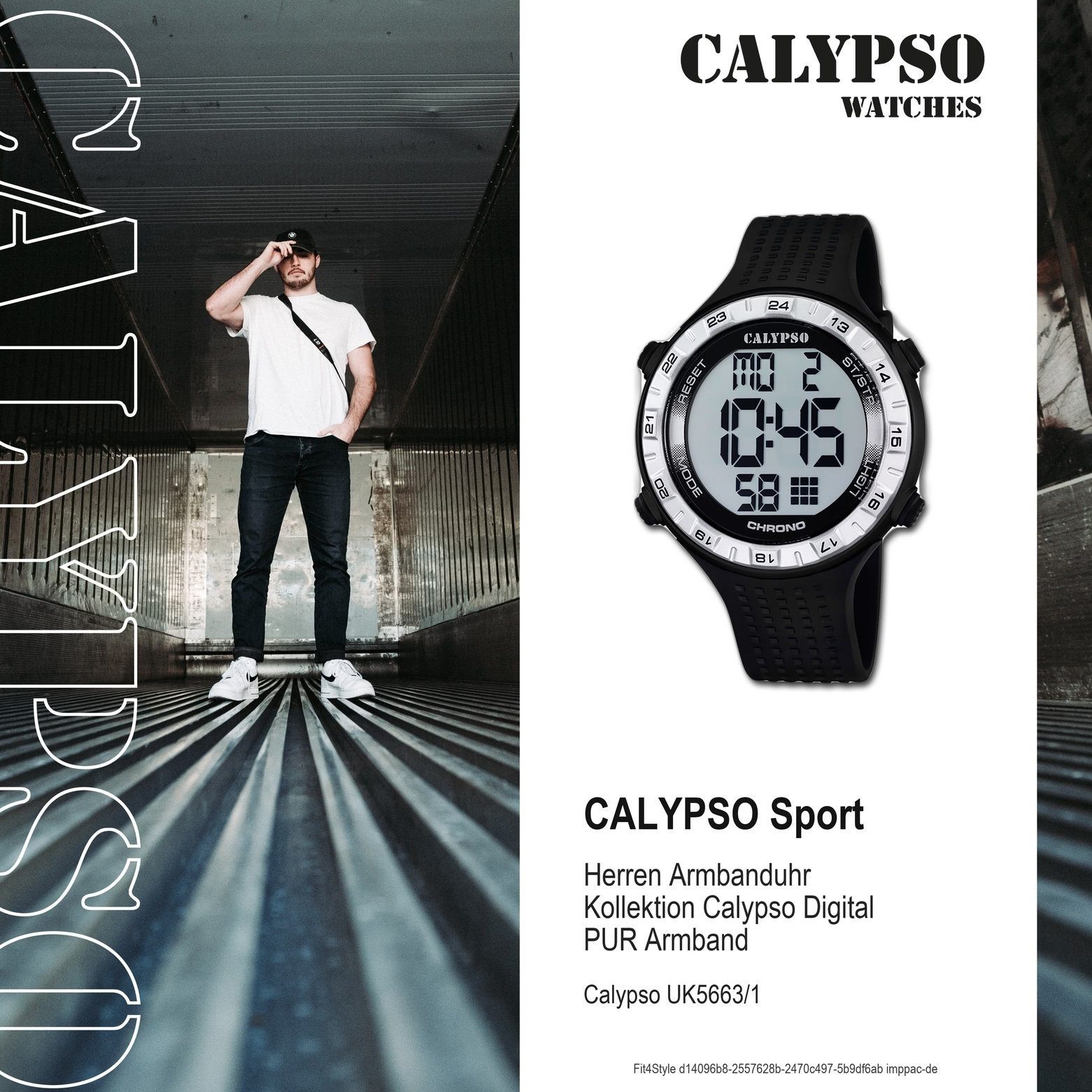 K5663/1 Sport Uhr Herren Calypso WATCHES CALYPSO Herren PURarmband Kunststoffband, Armbanduhr schwarz, rund, Digitaluhr