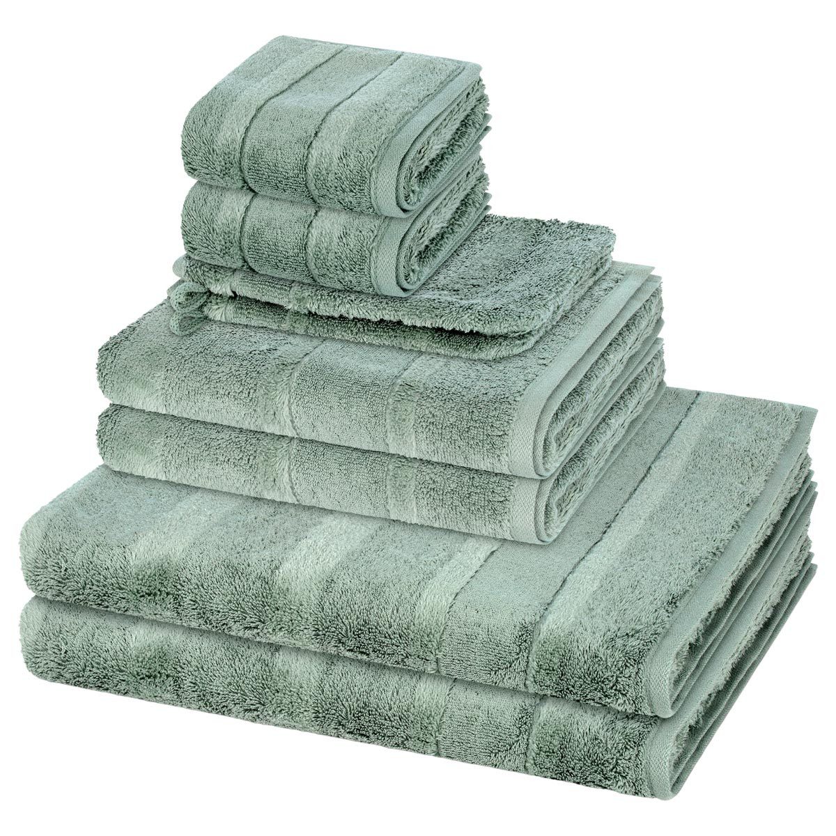 Cawö Handtuch Set Noblesse, Walkfrottee (Spar-Set, 8-St), 2 X Wasch- 2 X Gäste- 2 X Dusch- 2 X Handtuch im Set - Baumwolle