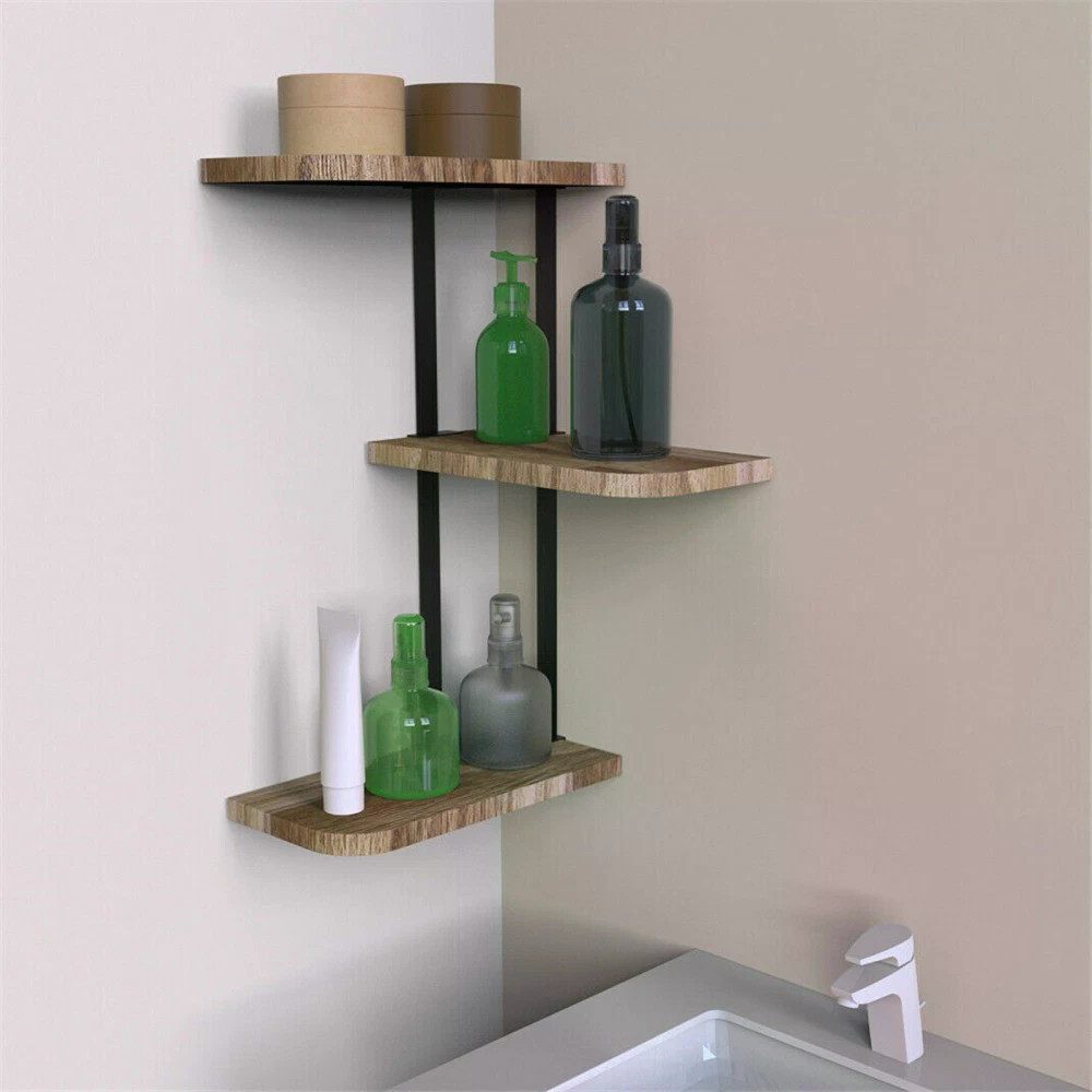Holz Lichter Wandregal Stelby Eckregal Zickzack – Modernes Wandregal aus Holz, Braun, Packung, Eckregal im Zickzack-Design, platzsparend & vielseitig einsetzbar – Bild 4 von 5