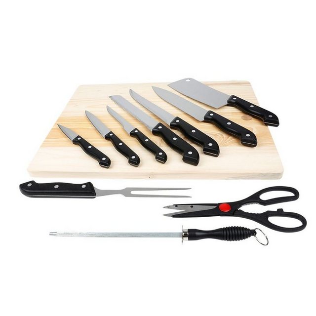 BURI Messer-Set Messer-Set 11-tlg Schneidebrett Küchenmesser Fleischmesser Brotmesser