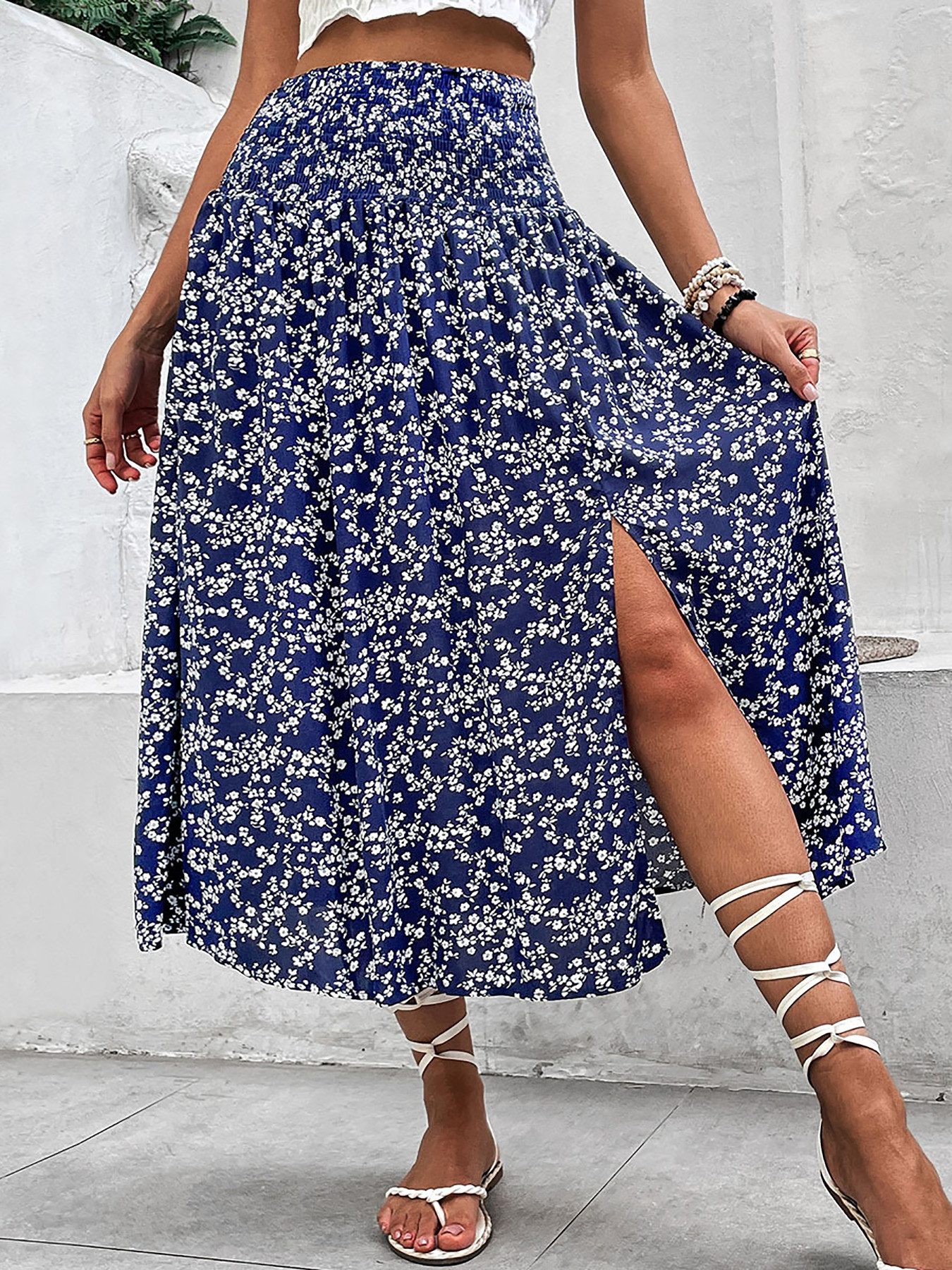 DEBAIJIA Midirock Damen Röcke Sommer Floral günstig online kaufen