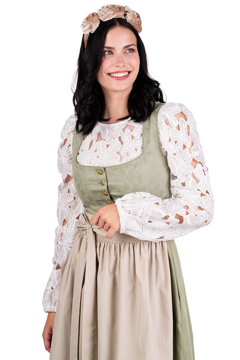 Alpenfee Tracht Dirndl Midi Dirndl 2tlg. - ELISA - pistazie/beige
