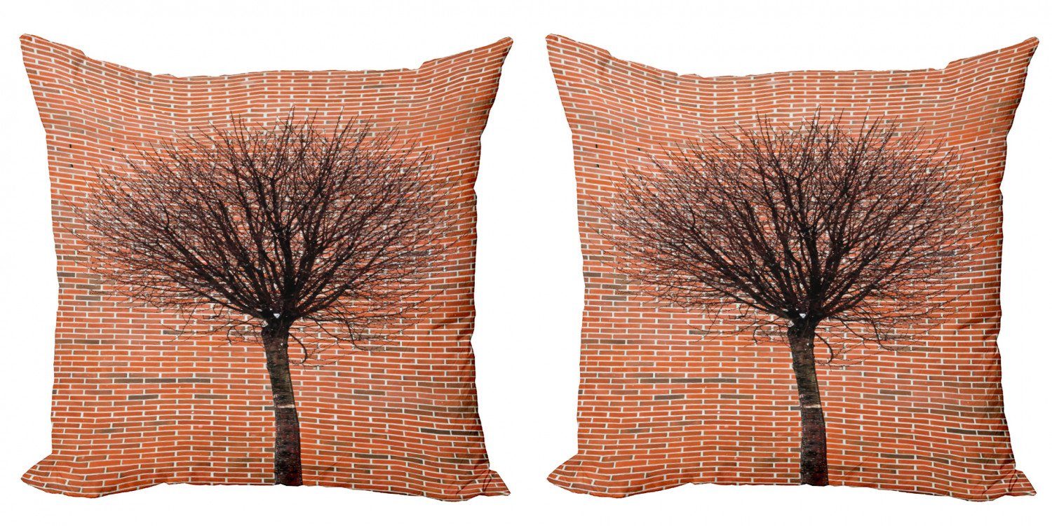 Accent Modern Fall-Baum Kissenbezüge Doppelseitiger Abakuhaus Einsame Brick Wall (2 Digitaldruck, Stück), Modern