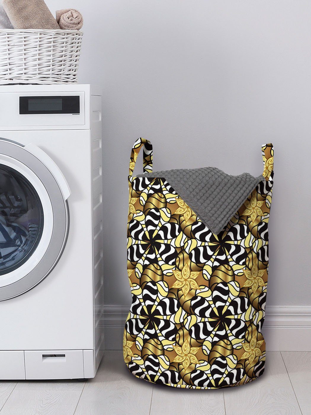 Abakuhaus mit Kunst Wäschekorb für Waschsalons, Motive Klassische Art Wäschesäckchen Griffen Abstrakt Kordelzugverschluss
