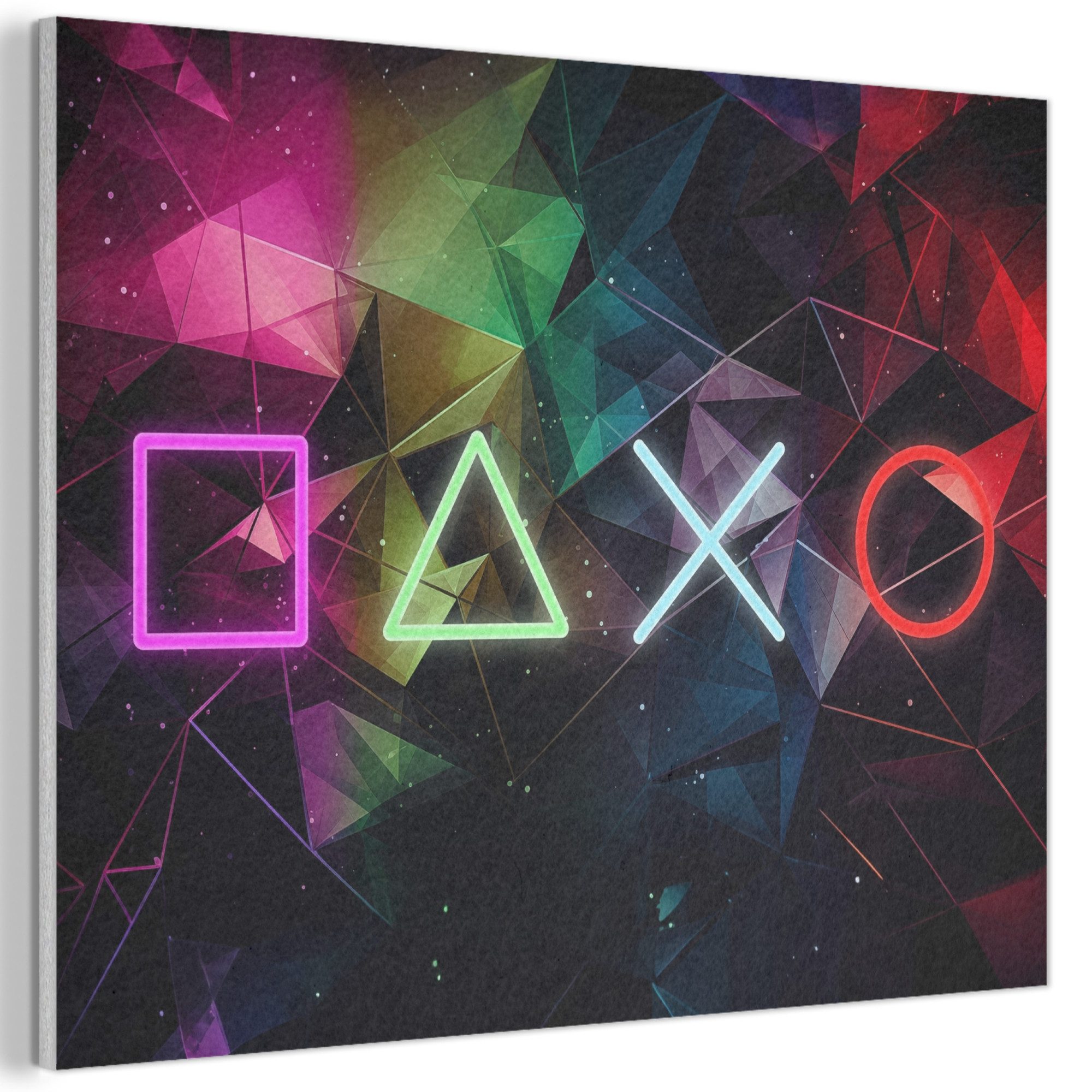MuchoWow Gemälde Spiele - Modern - Spiel - Neon - Spielzimmer, Fotodruck (1 St), Akustikpaneele PET-Filz, Akustikbild, Schalldämmung, Deko 40x30 cm