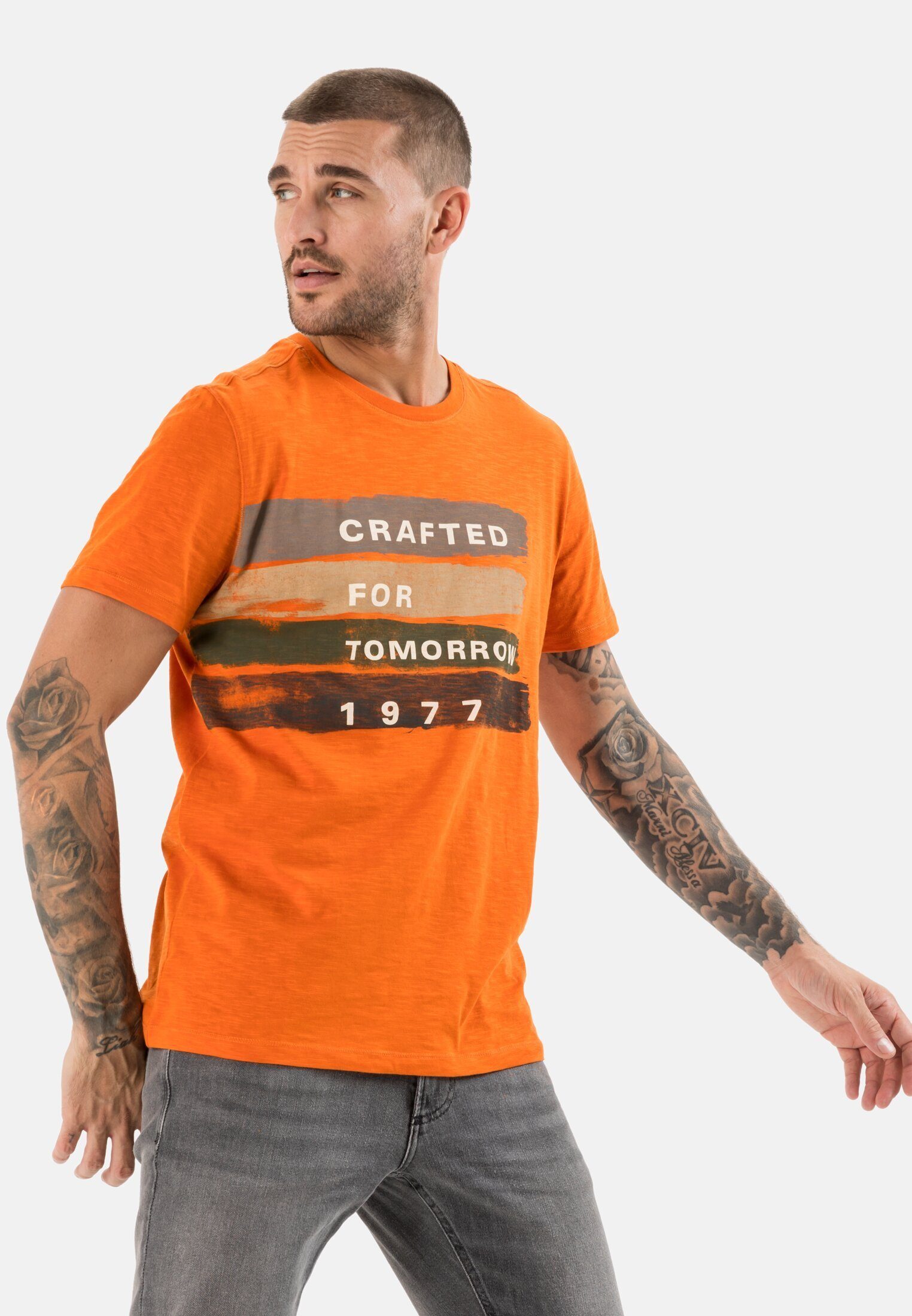 camel active T-Shirt aus Orange Bio-Baumwolle