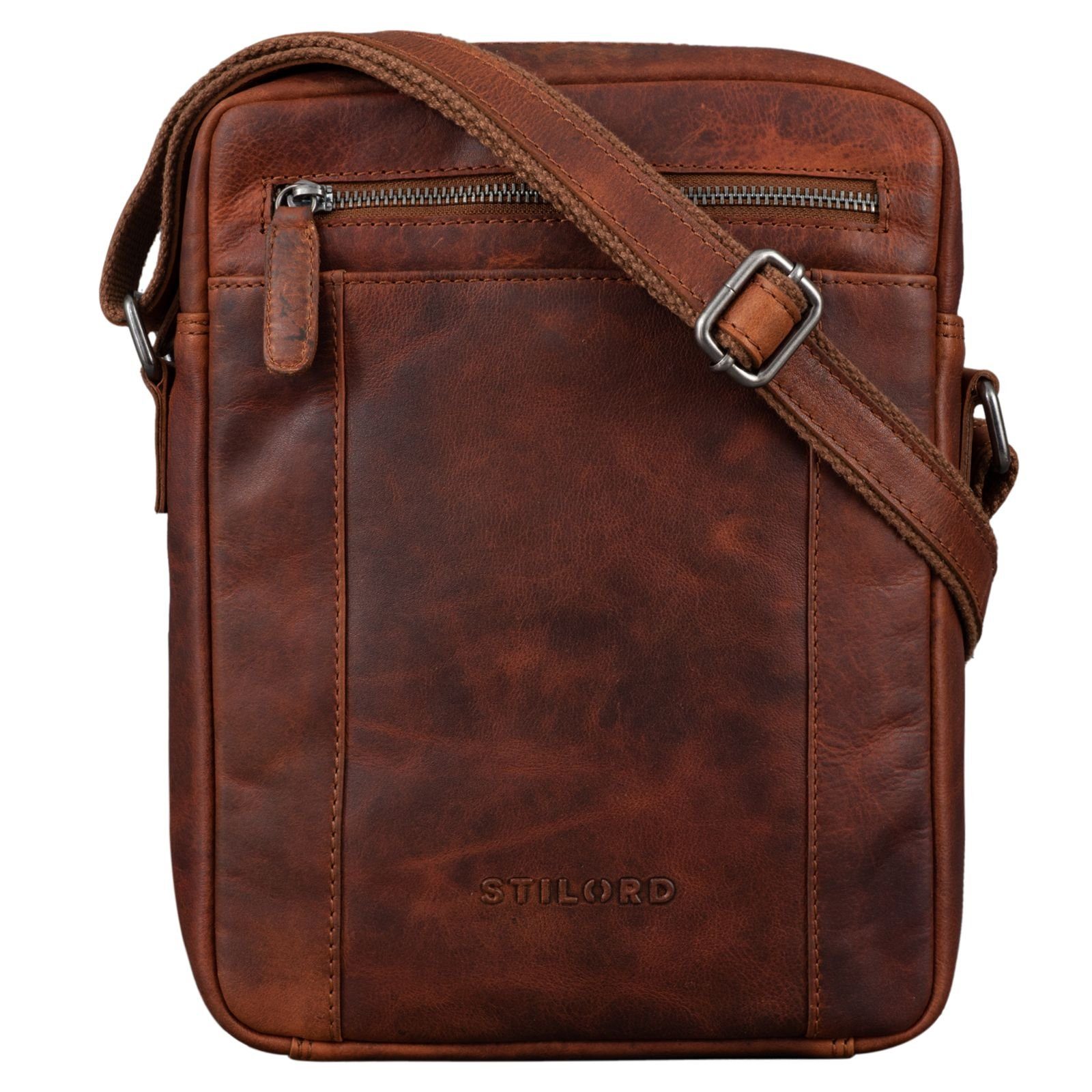 Schultertasche "Fox" Herrentasche Leder Vintage Messenger Bag