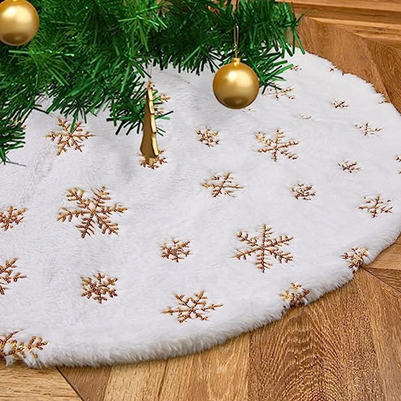 Neujahr Schneeflocken, Dekoration Teppich, Baumteppich Weihnachtsbaum Weihnachtsbaumdecke Goldene für Weihnachtsbaum Rock Vbrisi, Party Weihnachten