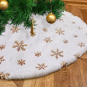 Baumteppich Weihnachtsbaum Rock Weihnachtsbaumdecke Goldene Schneeflocken, Vbrisi, Weihnachtsbaum Teppich, für Weihnachten Neujahr Party Dekoration
