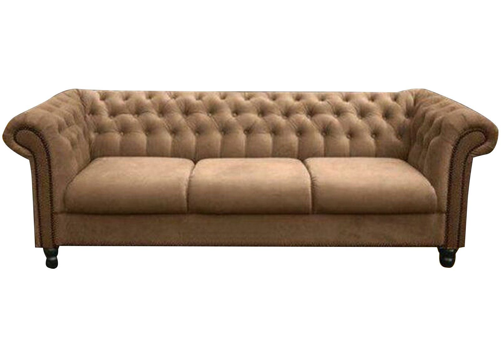 Chesterfield-Sofa Dreisitzer Stoff Wohnzimmer Weiß Design Couch Sofas Velvet XXL