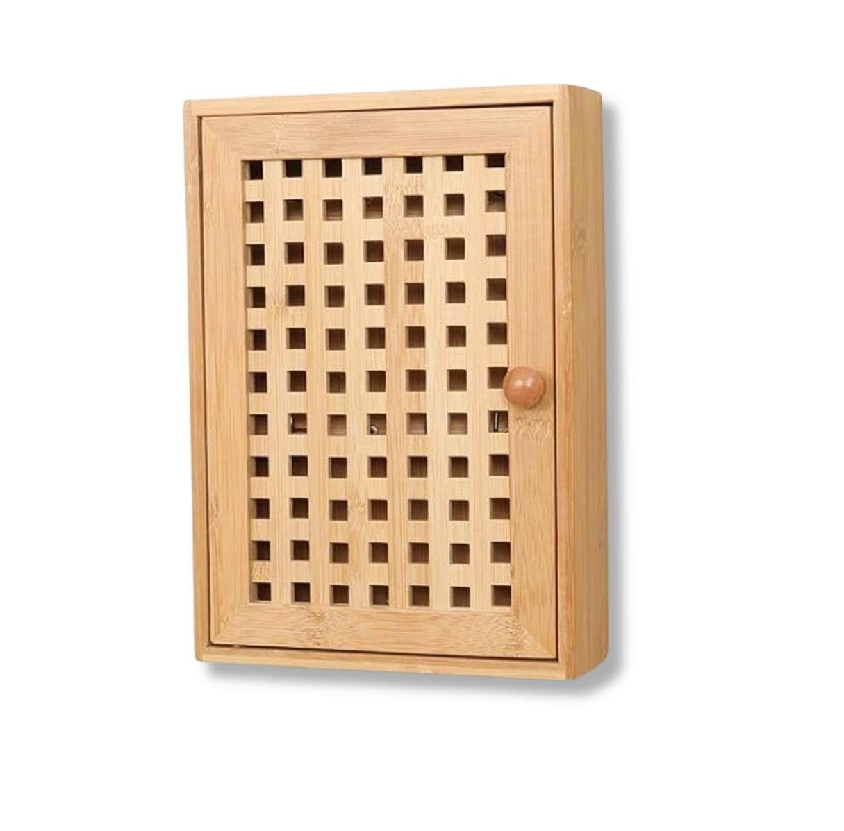 Terra Home Schlüsselkasten B19xH27xT6 cm, mit 8 Schlüsselhaken, nachhaltig, Holz Schlüsselbox, mit Magnetverschluss,8 Schlüsselhaken