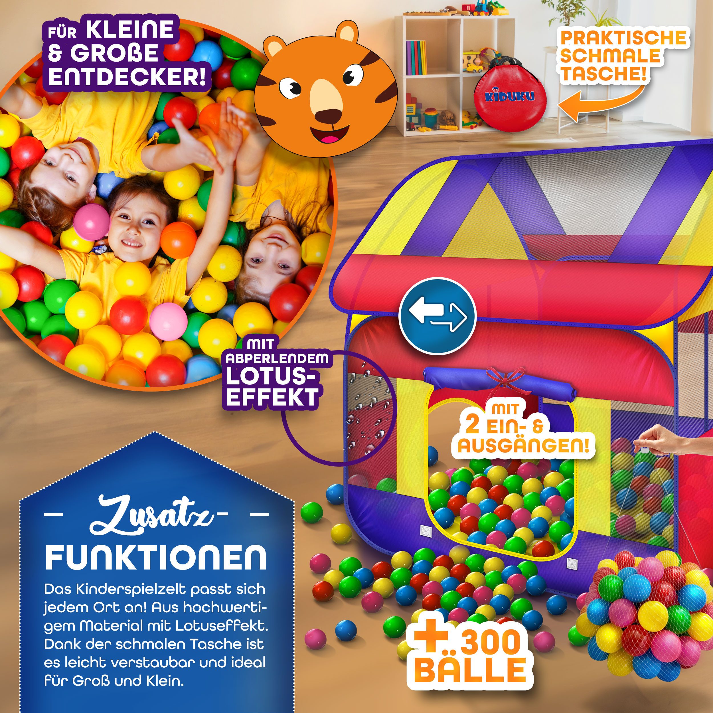 KIDUKU ball pit KIDUKU® ball pit play tent with 300 balls + bag for indoors and outdoors