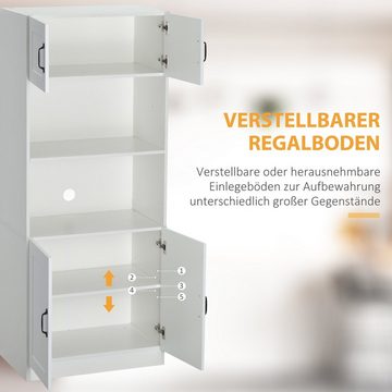 HOMCOM Küchenbuffet Hochschrank mit 2 Regalen und 2 Schränken (Hochschrank, 1-St., Esszimmerschrank) Anti-Kipp-Gurt Landhausstil Weiß