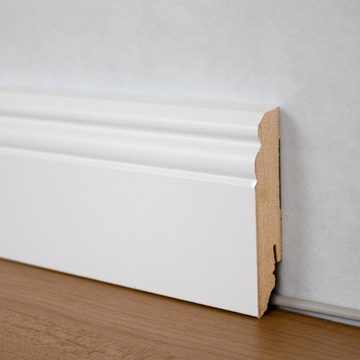 PROVISTON Sockelleiste MDF, 19 x 80 x 2400 mm, Weiß, Fußleiste, MDF foliert