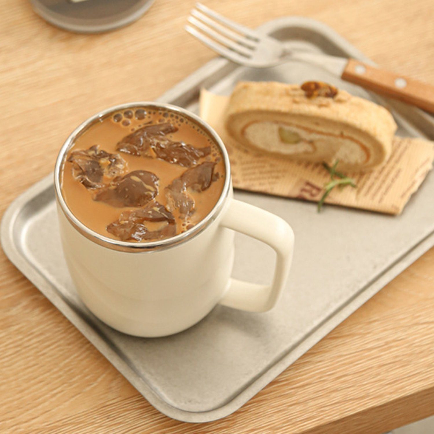 feinlux Thermobecher Thermobecher Thermobecher mit Deckel und Griff, für heiße und kalte Getränke,coffee (400ml)