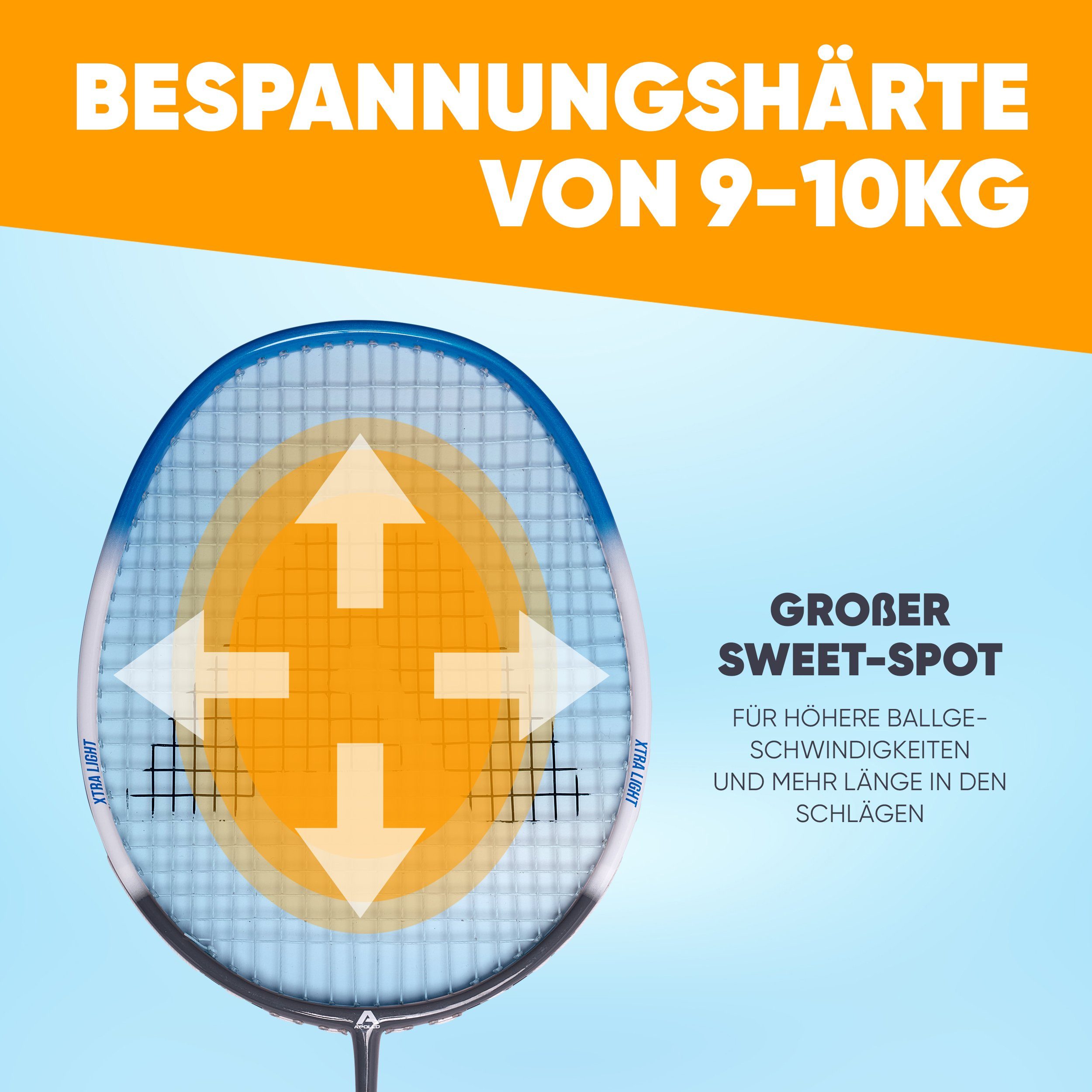 Apollo Badmintonschläger Badminton Set Badminton Match Pro 800, (Set, inkl. 2 Bällen und Tragetasche), inkl. 2 Bällen und Tragetasche