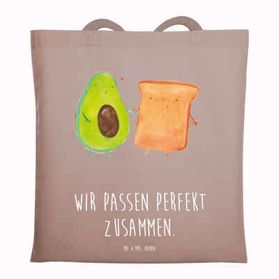 Mr. & Mrs. Panda Tragetasche Avocado Toast - Braun Pastell - Geschenk, Beutel, Beuteltasche, Vegan (1-tlg), Lange Tragegriffe