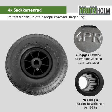 TRUTZHOLM Sackkarren-Rad 4x Sackkarrenrad 260x85 mm 3.00-4 Nabenlänge 75 mm Luftbereifung