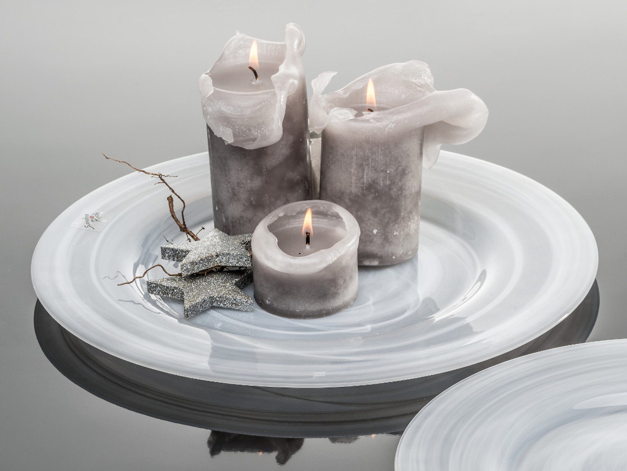 Sandra Rich Dekoschale Glasteller Alabaster weiß von Sandra Rich